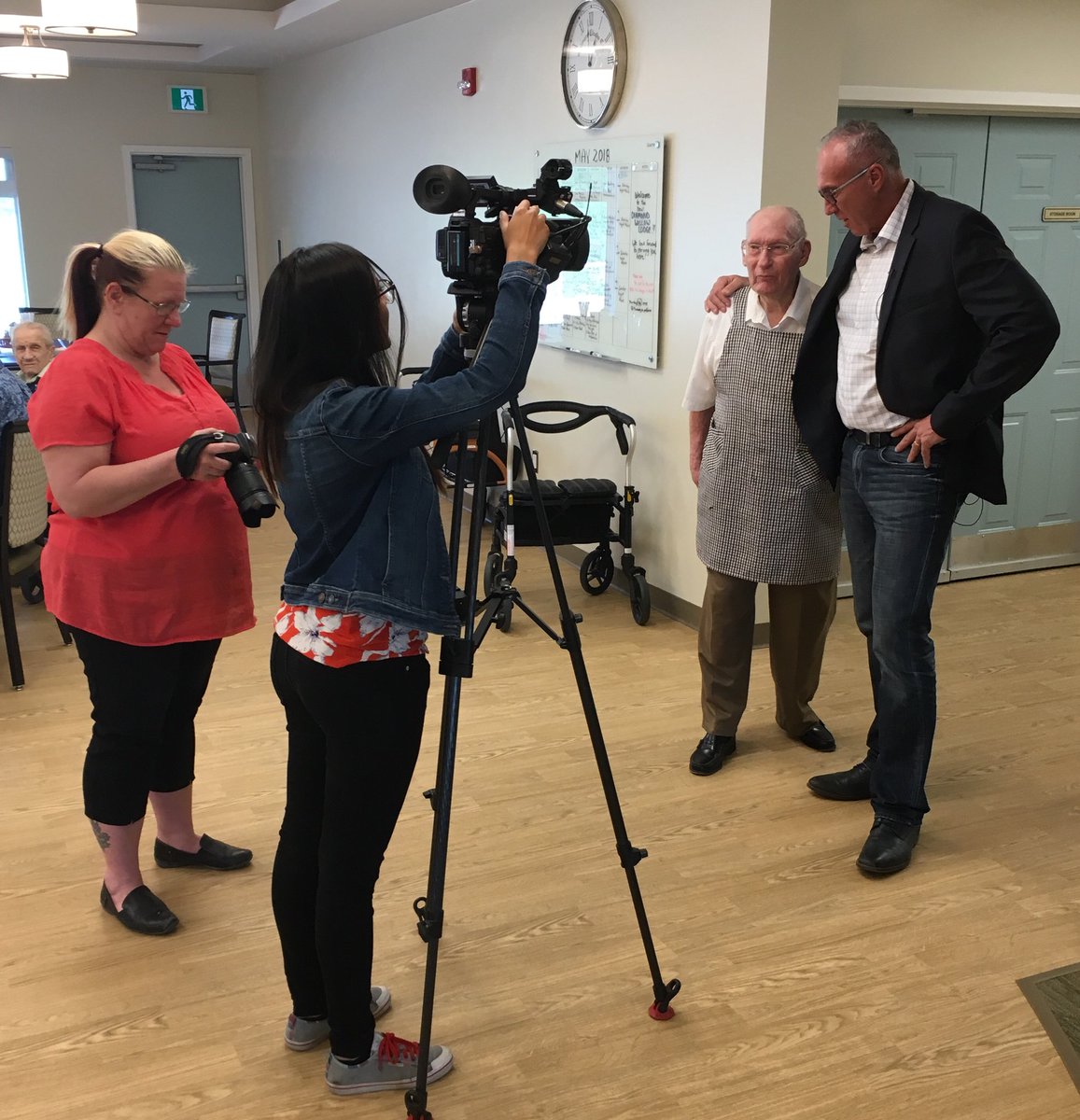GlenMotz's tweet photo. Great to join my friends at the Diamond Willow Lodge to celebrate them receiving grant funding to construct accessible pathways to allow community park access.
While there, I had the privilege to meet resident Gordon “Mack” Innes, a World War II veteran. #mhcw https://t.co/2EXxa0a8YP