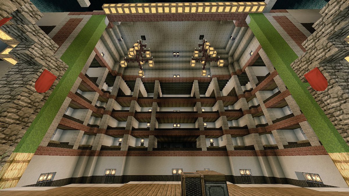 ちくわおいしい Pa Twitter 劇場進捗 天井を張り 照明を設置 Mcpe Minecraft Minecraft建築コミュ マイクラpe