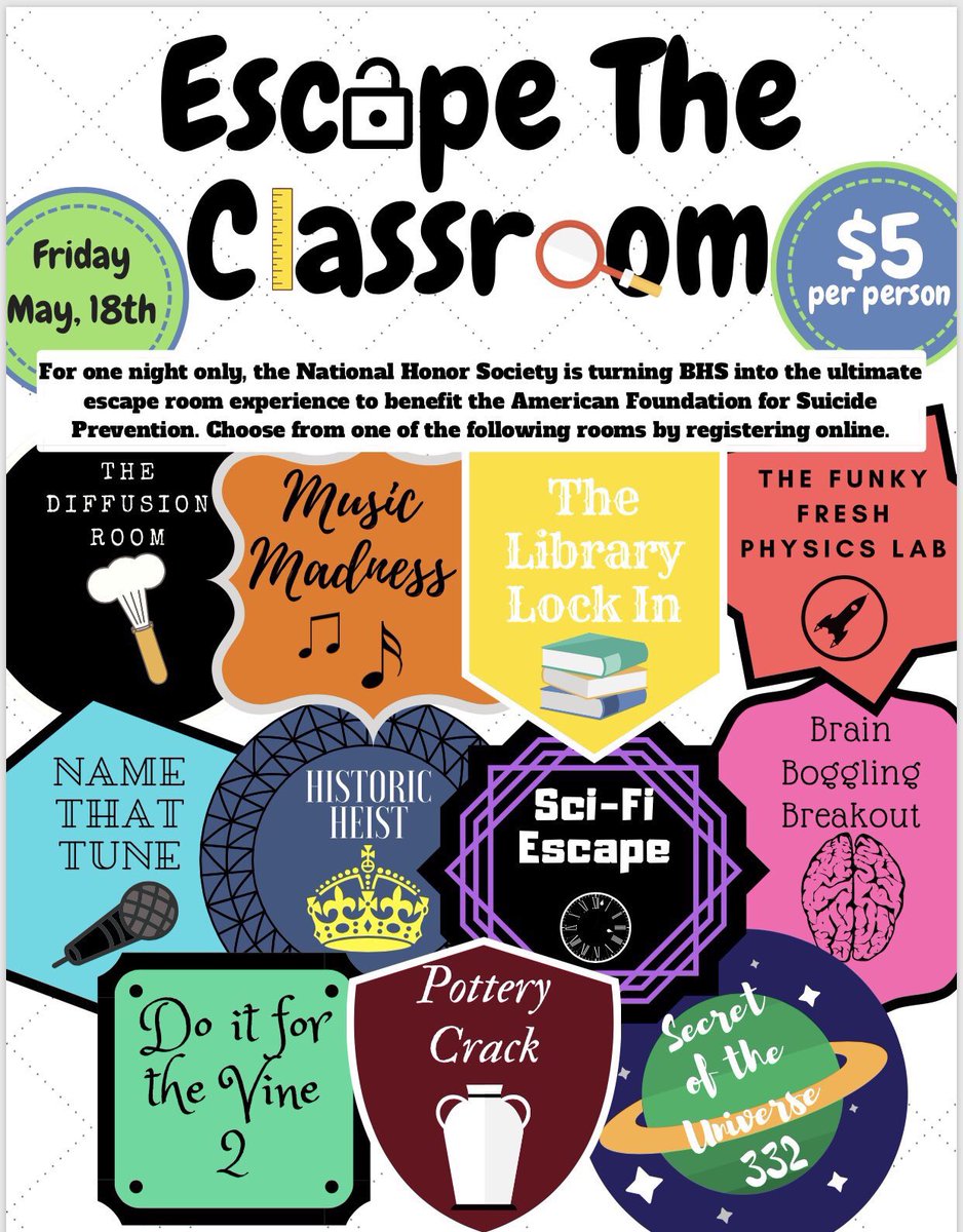 BWNHS_1718's tweet photo. Who knew service hours could be so fun?! Check out what PROJECTS we have going on! 

•Escape the Classroom 
   -this Friday 
   -book room / time on weebly page
•Spring Fling
   -this Saturday 
   -help set up
   -18varneyk
•Fun &amp; Fitness for ASL
   -19schroederd https://t.co/UVpiLYRNl4