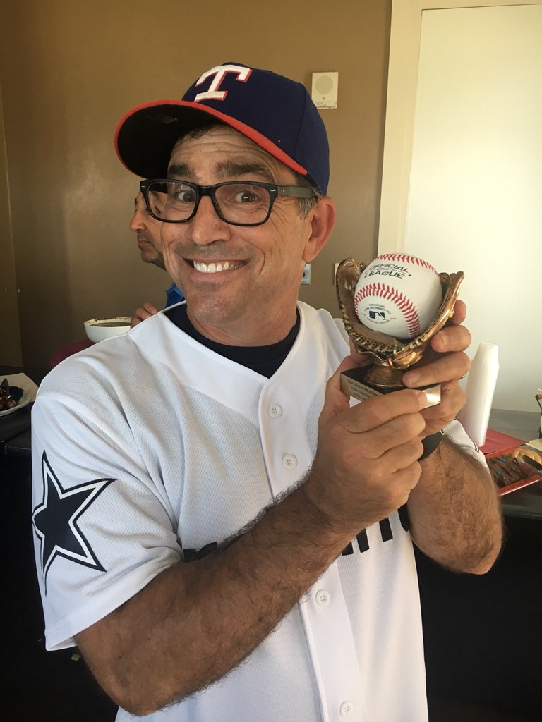 MarcAFein's tweet photo. Didn’t get the big win this year but did raise $4k for the @ChildrensTumor foundation. Thanks to @reliantenergy and the @RidersBaseball for being great hosts! #losttoDoney #losttohallman @PatDoneyNBC5 @TristanHallman https://t.co/VRFg3VQEKf