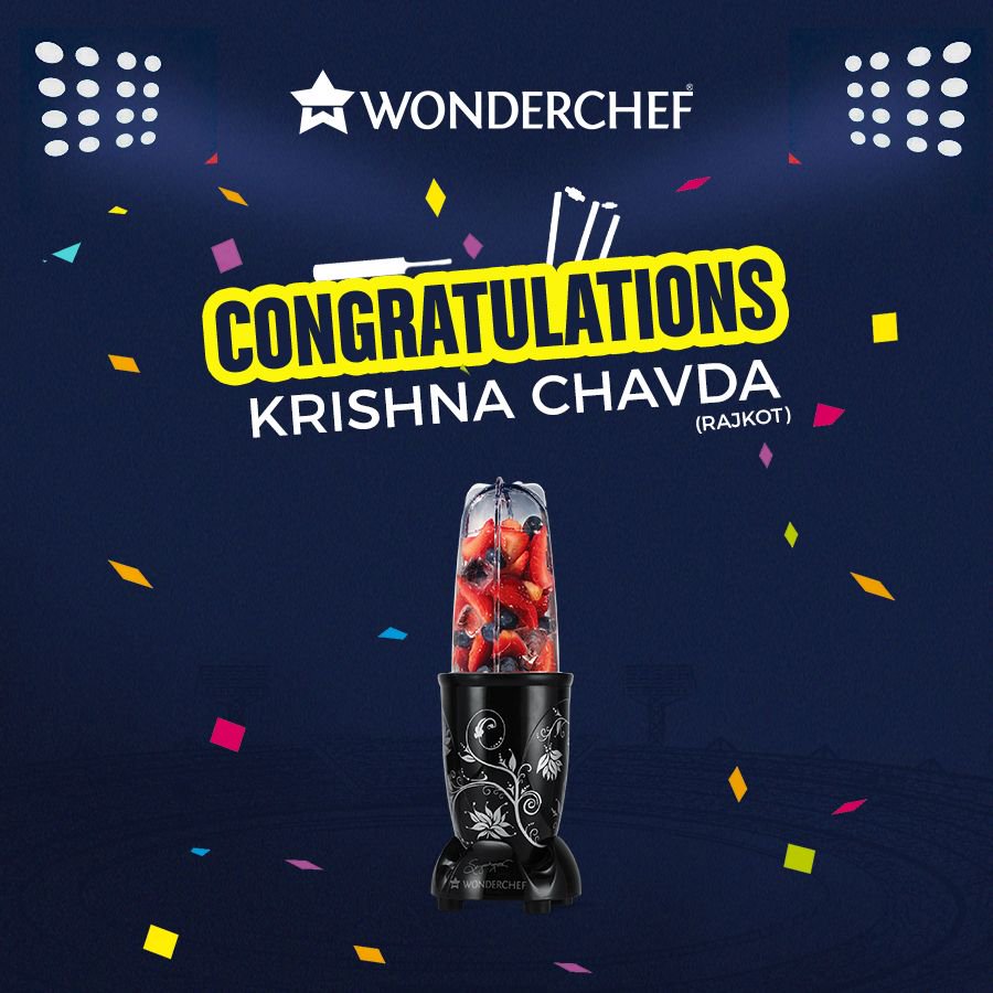 wonderchef's tweet image. 🚨🗣 #ContestWinnerAnnouncement 🚨

 🎊 🎉Congratulations to our 2nd #Predict2Win #IPL winner, Krishna Chavda from Rajkot!! 🎊 🎉 
Stay tuned !! It&apos;s not over yet. ;)
#Cricket #Cricket_Contest #wonderchef  🏏