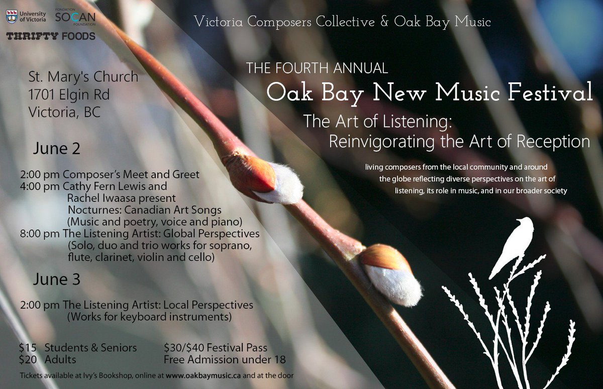 OakBayMusic's tweet photo. We're very excited about our upcoming New Music Festival! Save the dates: June 2 &amp; 3 #oakbay #newmusic https://t.co/yrp5YkUMmI https://t.co/mLQjtgMLGc