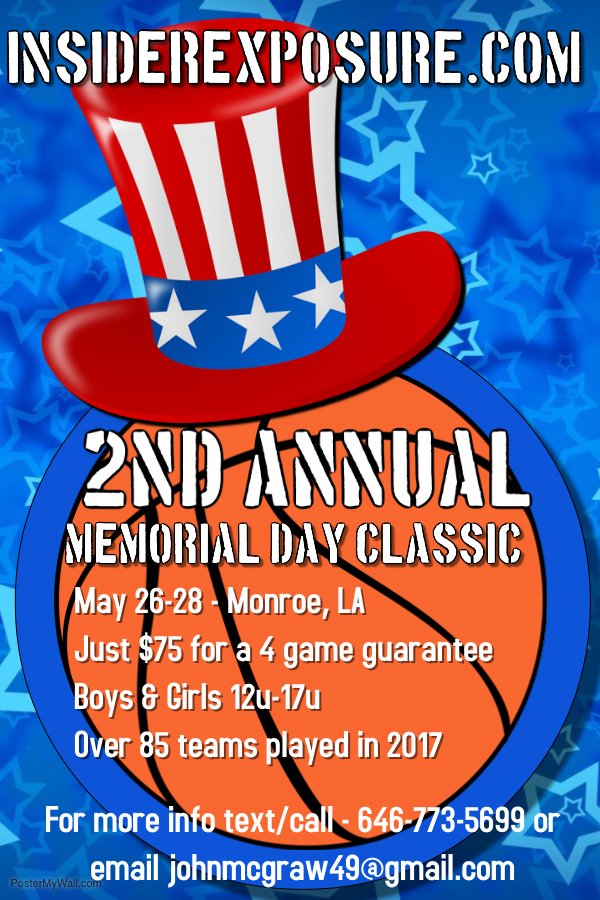 InsiderExposure's tweet photo. The https://t.co/YOQ79EgkFv Memorial Day Classic is almost sold out.  We will end registration this weekend.

Just $75 for a 4 Game Tournament Guarantee!!

Tons of top teams on both the girls and guys side.

Teams can register here - https://t.co/Ooe06Ri5Ph https://t.co/nZ9CPUJt5n