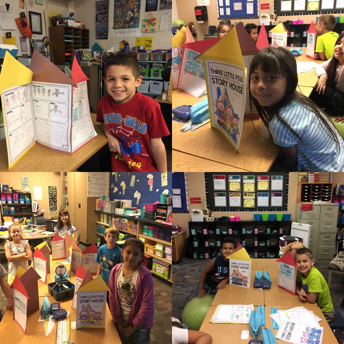 SunriseLions's tweet photo. Ms. Simonsen’s 1st graders show off their writing skills with a compare and contrast piece on the 3 little pigs. #readyfor2nd! https://t.co/Rm2HdUAeCp
