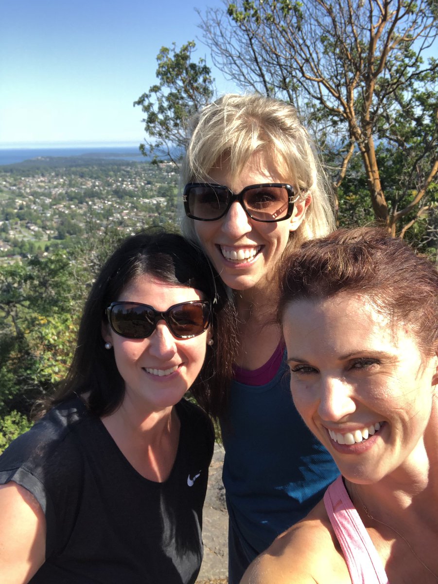 Admin “walk and talk” at the top of Mount Doug. #sd61learn <a href="/hilarybraid/">Hilary Braid-Skolski</a> <a href="/cindygvsd/">Cindy</a>