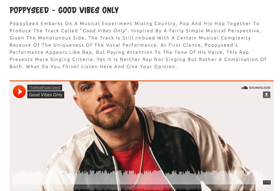 PoppySeedBC's tweet photo. Country Eh? Thats cool. That's what so great about #music it can be whatever you want it to be. What are your thoughts? - the #video drops May 25th s/o to @urawaves for blog/review and adding #goodvibesonly to your playlist. https://t.co/BS0HyHvr5m