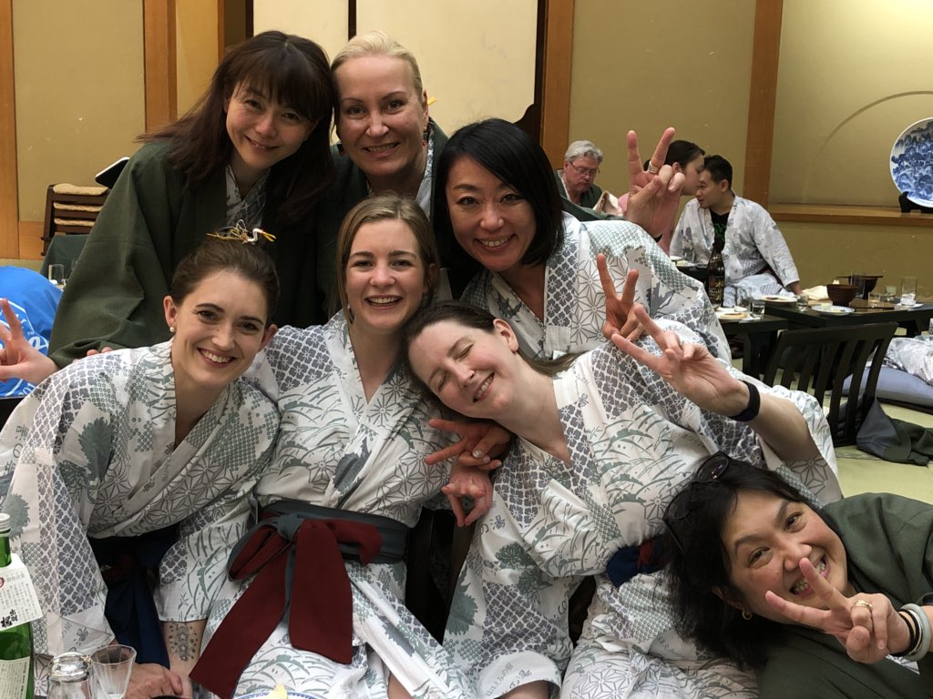 Fantastic #IWC dinner and all of us in our #yukata. Games, Geisha and entertainment galore - including some karaoke to top the evening off. #iwcsake #iwcsake2018 #yamagata #sake