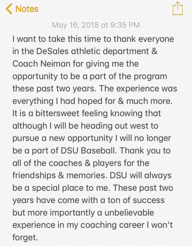 billhezel's tweet photo. Thank you to DSU for the opportunity and a special 2 years. Proud to have been part of such a great place. See everyone in the Pacific Northwest. #dsubb #desalesbaseball #DeSales #DAWGS #goDAWGS #drivelinefamily https://t.co/NwFXKwb71r
