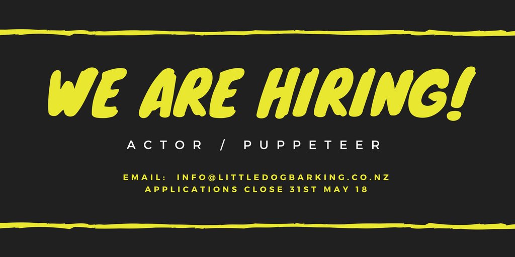 We are hiring for an Actor / Puppeteer.  See <a href="/thebigideanz/">The Big Idea, NZ</a>  for further information:  bit.ly/LDBJob