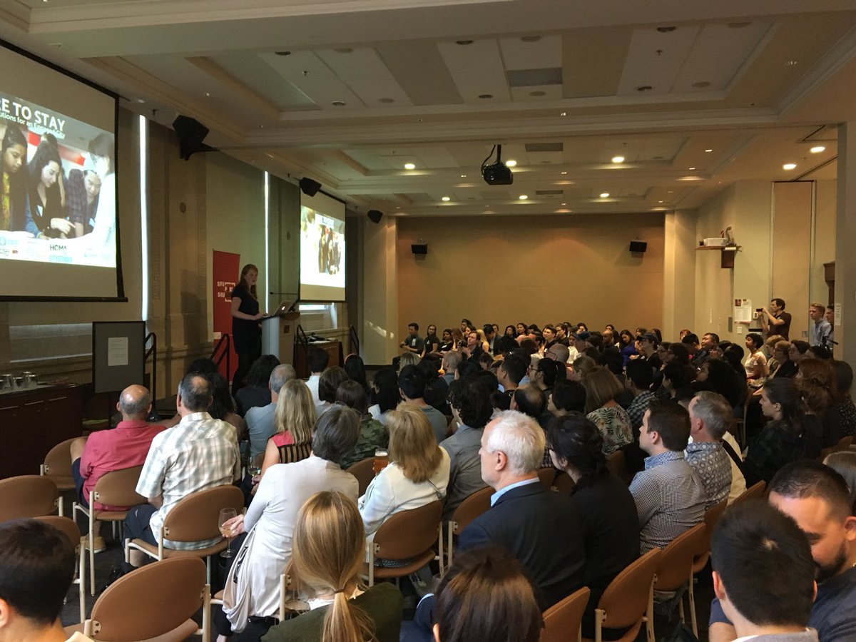 SFUPublicSquare's tweet photo. Our wonderful ED Janet with some words of welcome for the packed house! #HereToStayYVR   #30Network https://t.co/VtYGIUXnFL