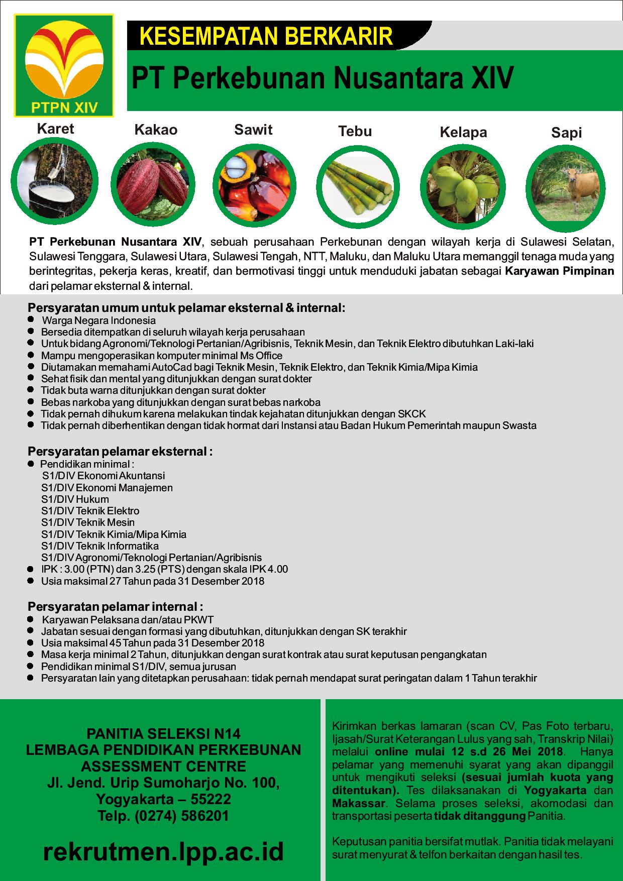 Alumni UGM ficial on Twitter "[Lowongan PT Perkebunan Nusantara XIV] Karyawan Pimpinan "
