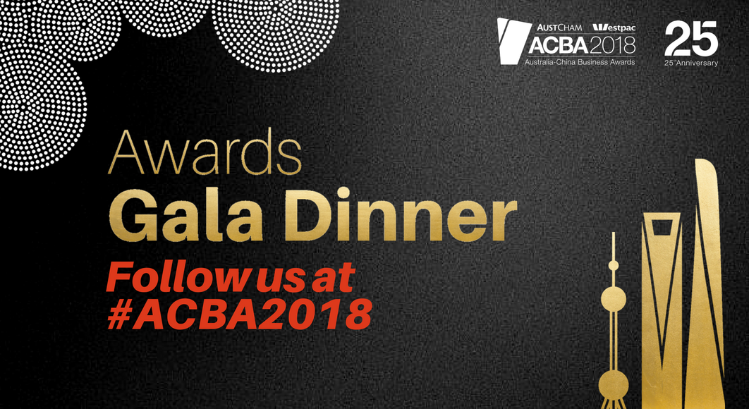 AustChamSH's tweet photo. Only a few hours to go until the names of the 8 winners of the 2018 AustCham @Westpac Australia-China Business Awards are revealed! Follow our live-tweet via #ACBA2018 from 6:00pm Shanghai time for all the latest udpates. https://t.co/8UFAQ1obwz