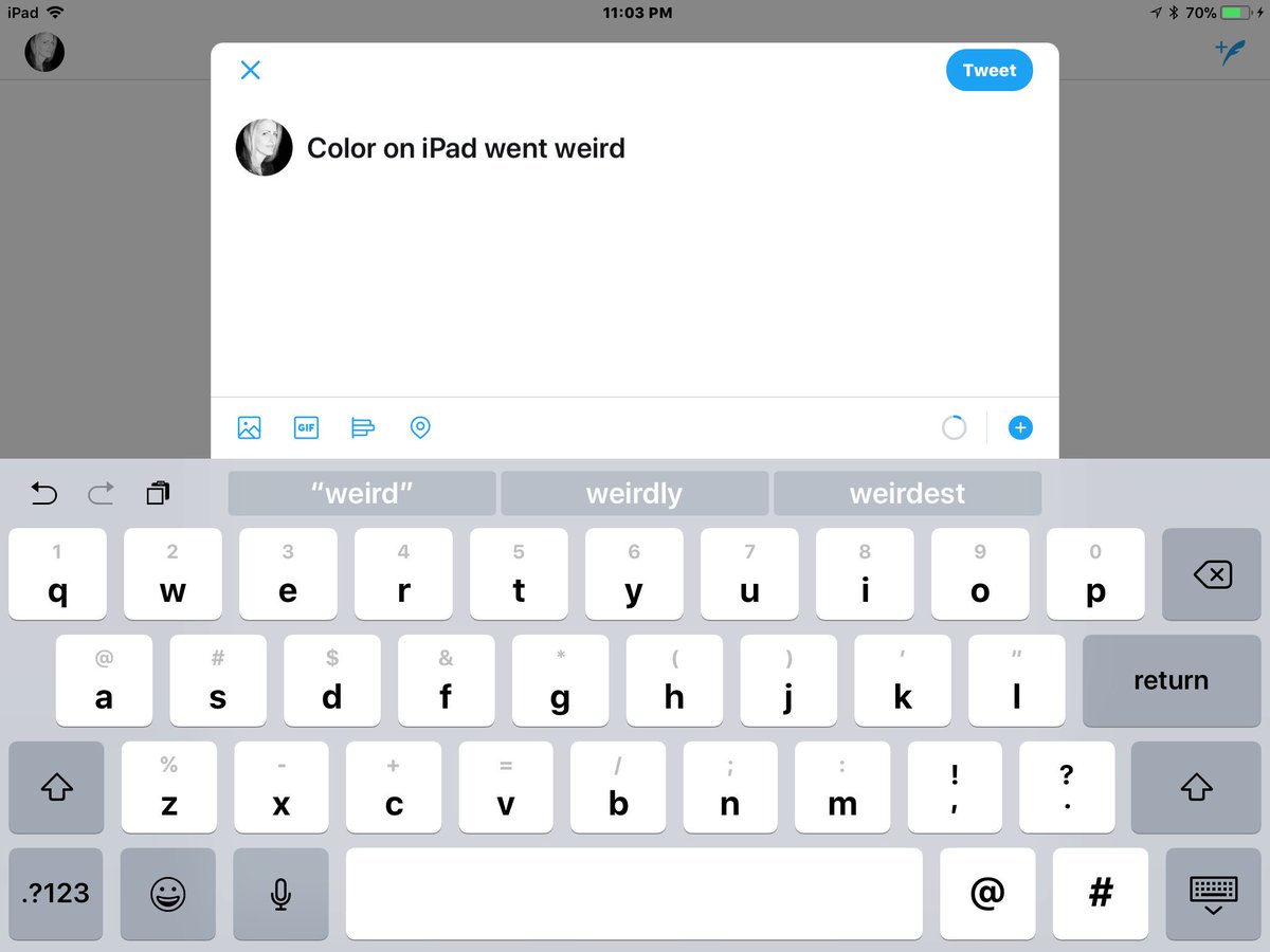 liberalease's tweet image. Color on iPad went weird any idea what to do? Keyboard is green. #ipad #ipadproblems #fixit #apple @Apple #help #techies #geeks