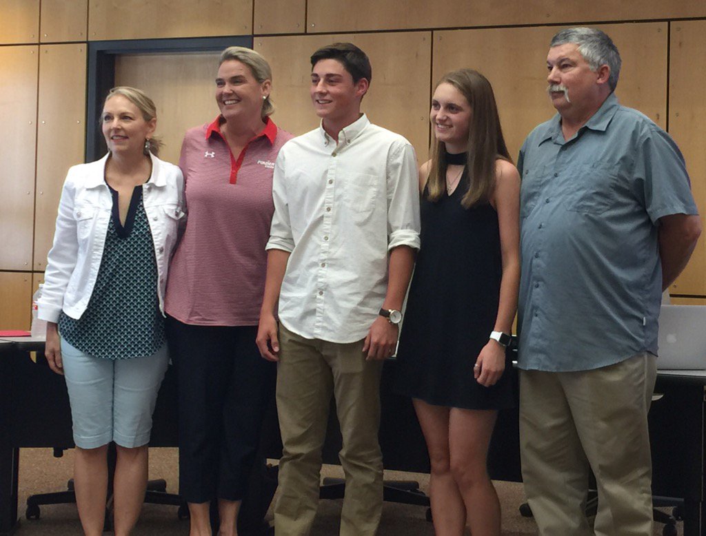 Regional golfers Trey Saltzman and Caitlyn Brown recognized at tonight’s school board meeting.