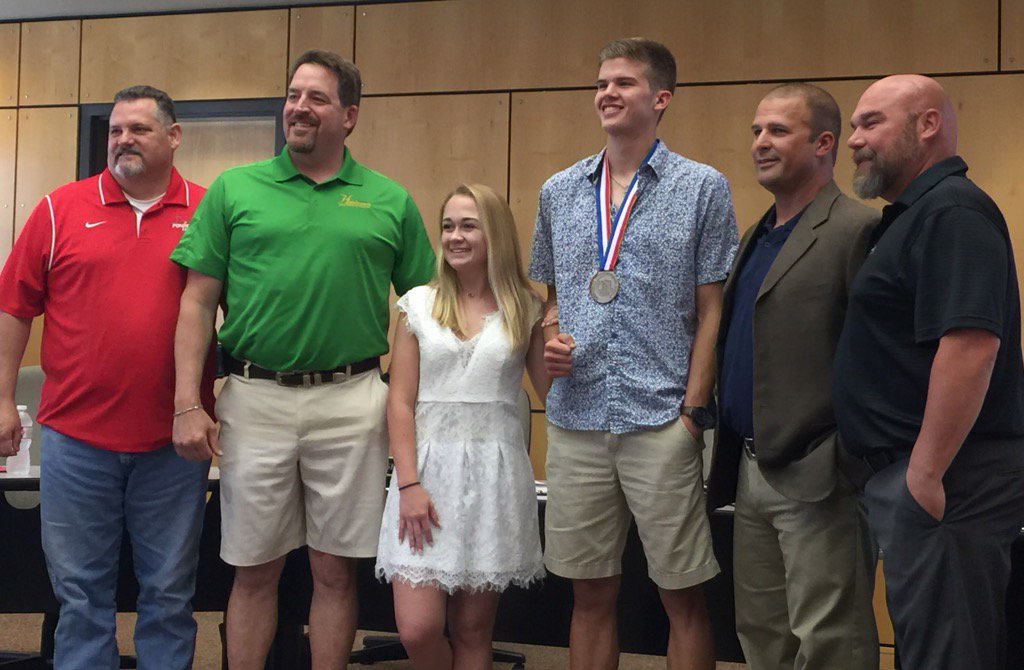Track athletes recognized at tonight’s board meeting:
Rylan Waldo &amp; Kelsi McDaniel