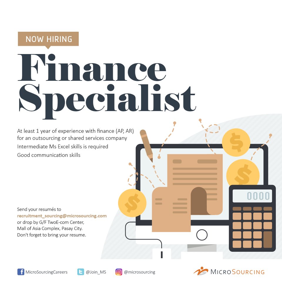 Join_MS's tweet photo. #NowHiring Finance Specialist

Click here for more details and for faster processing: https://t.co/EKiNR7AHUw https://t.co/Gbm9cuGjlx