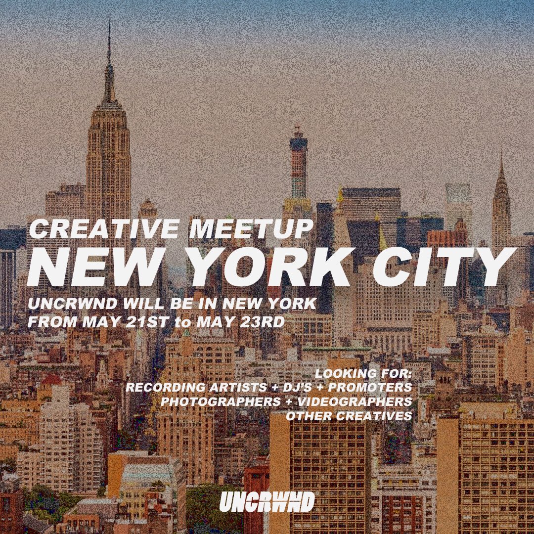 UNCRWNDevents's tweet photo. UNCRWND is going to be in New York next week meeting with some artists and other creatives! If you are interested in meeting with the team or know someone who may be, send us a DM! https://t.co/hcdsfhWsVH