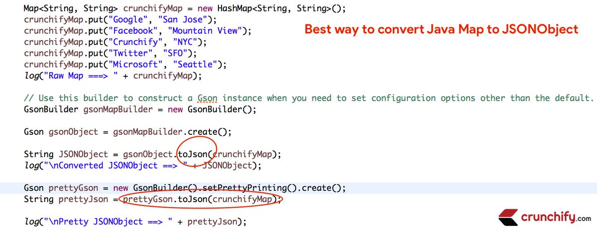 Crunchify's tweet image. New: In #Java How to Convert Map / #HashMap to #JSONObject? [4 Different Ways] crunchify.me/2Iqx2Ep #tutorial #coding #job