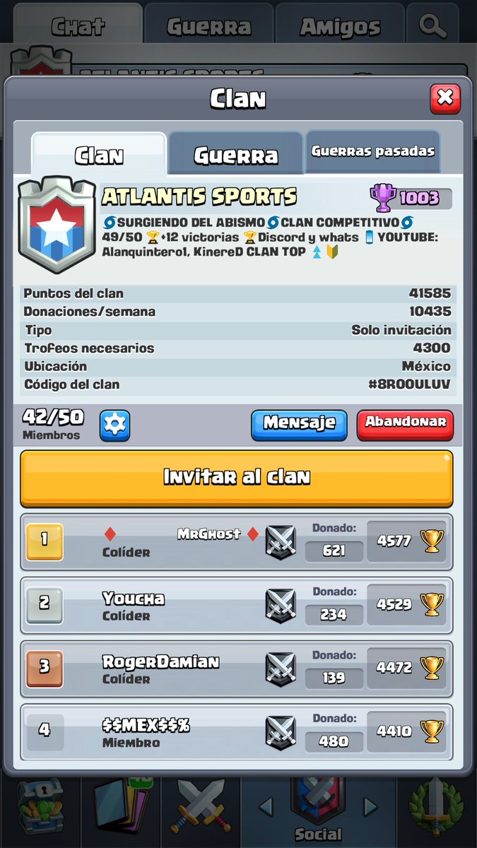 Estamos reclutando jugadores para nuestro clan, competitivo, ladder, o guerra de clanes.
Requisitos:
⚡12 victorias en desafíos.
⚡4300 copas mínimo.
Si algún clan está interesado en un amistoso con mucho gusto jugaremos.
@KinereD_YT <a href="/Alanquintero31/">Alanquintero1</a> <a href="/haziielsan/">Haziel</a>