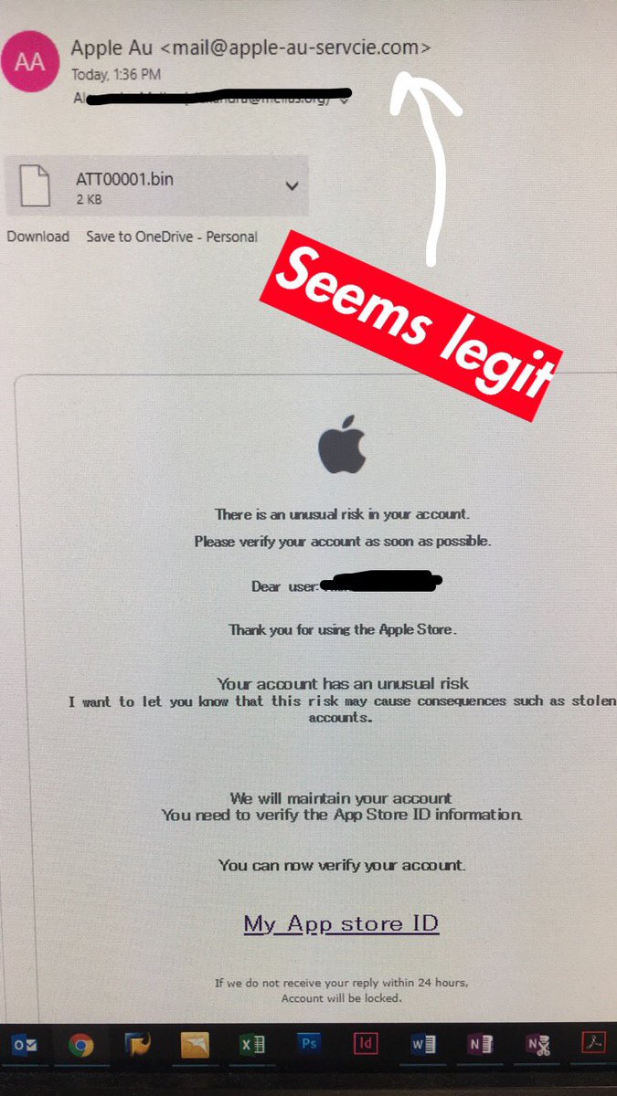 alexandramellas's tweet photo. Nothing looks suss here - I’ll just go ahead and click on the link #phishing #spam #applephishing #nottoday #tryspellcheck https://t.co/ZR0fqN2UbC