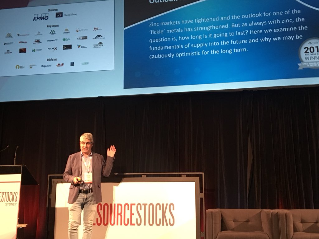 MiningNewsNet's tweet photo. Mark Allen from @CSAGlobal giving #RSSydney delegates the outlook for #zinc https://t.co/k7bYh9j5N2