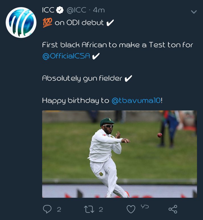 First black African?are you sure <a href="/ICC/">ICC</a> #TuesdayThoughts #SundownsBarca  #Messi #NAMPO2018