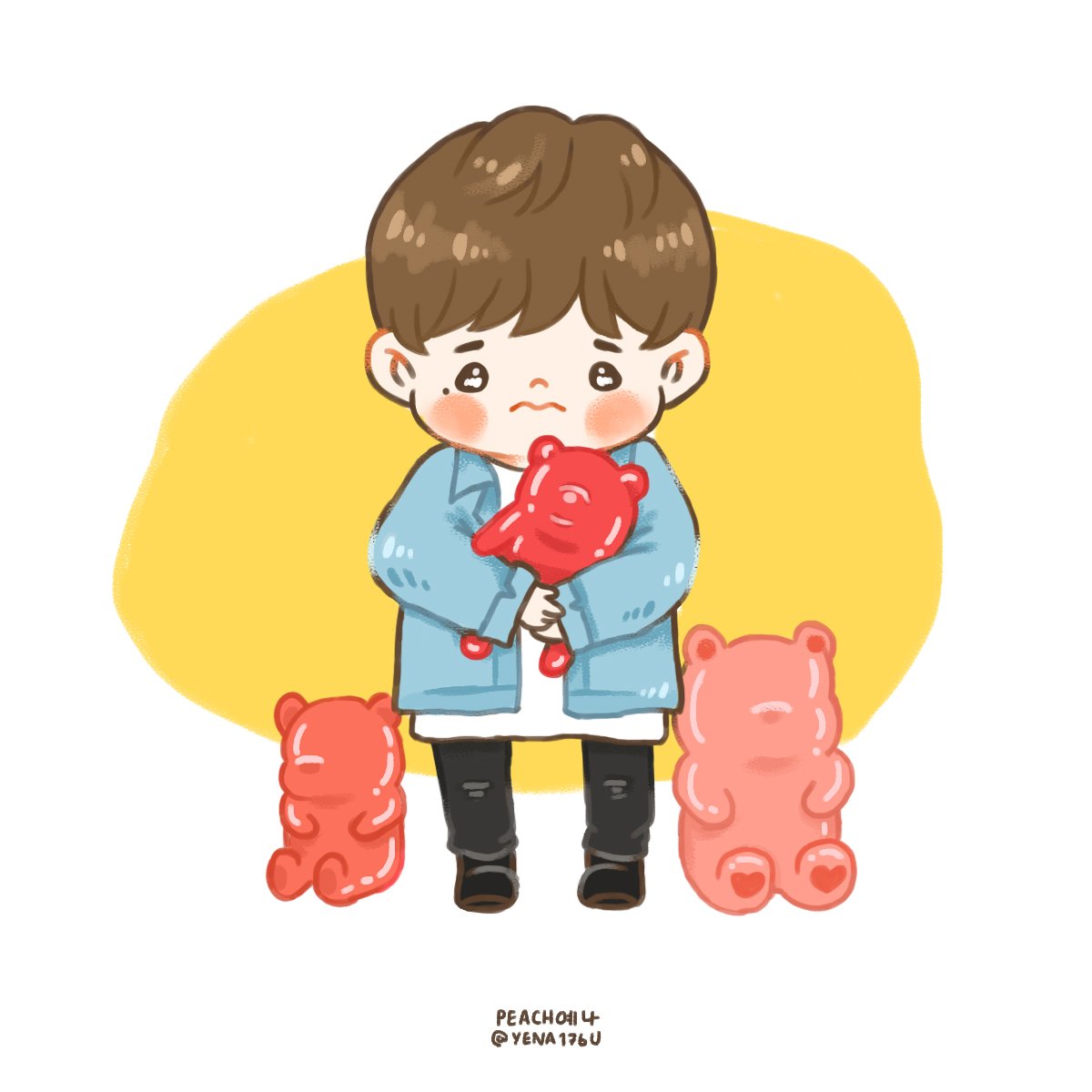 Yena176U's tweet photo. "Please don't take my jellies away"
อย่าเอาเยลลีเน่วไปนะ ; ^ ;

#강다니엘 #워너원 
#KANGDANIEL #WANNAONE
#ลัทธิน้องเนียล #คังแดเนียล 
#PEACHYENA #팬아트
#WANNAONEFanart https://t.co/iUbSIaX2mo