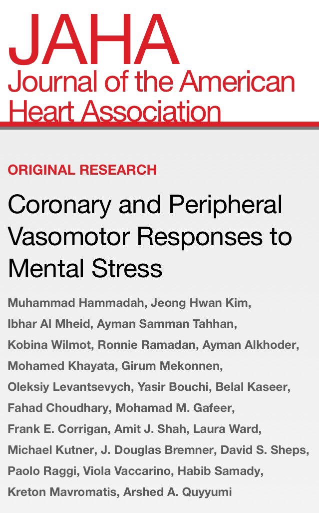 Strong work from @emoryheart linking #MentalStress to #CoronaryMicrovascularDysfunction published in @JAHA_AHA 
jaha.ahajournals.org/content/7/10/e…
#CMD #EndothelialDysfunction #CAD #coronary #ChestPain #Angina
@habib_samady @gina_lundberg @Ayman__Tahhan @AmitJShah79