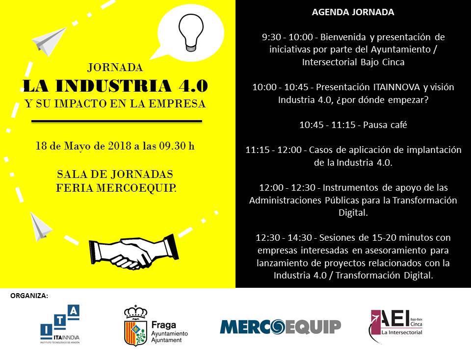 miguelluis_2015's tweet photo. Este viernes en #Fraga no te pierdas la Jornada de Industria 4.0 y su impacto en la Empresa, organizado por el Instituto Tecnológico de Aragon, Intersectorial Bajo Cinca y Ayuntamiento Fraga.
Sala de conferencias de la Feria MercoEquip. https://t.co/3L4TBRkVJD