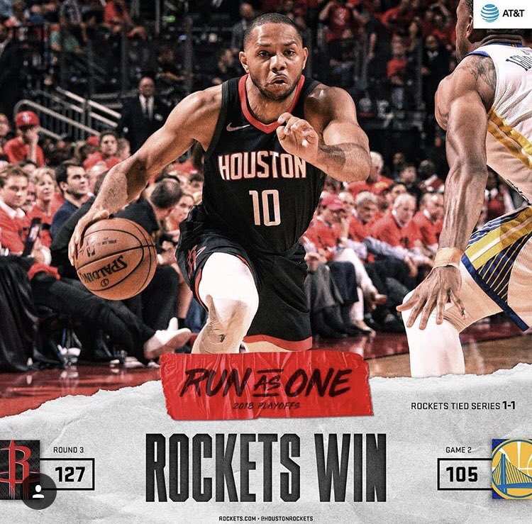 MMGHouston's tweet photo. Rockets 🚀 Win! Series tied 1-1. On to Oakland!! #rocketswin #rockets #htx #rocketsvswarriors #ontooakland #houstonrockets #nba #basketball #rocketsstrong #houstonrocketsstrong #hoUStonstrong #westernconferencefinals #westernconference #jamesharden #chrispaul #ccapela #winning https://t.co/Gvub15PnDw