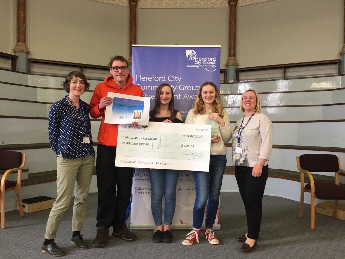 WellbeingAmbass's tweet photo. SUPER PROUD of the Wellbeing Ambassadors - winning the Youth Project Award at the @HfdCityCouncil Group Achievement Awards 2018 last night!! A massive well done team! @HMindsHFutures #participation #mentalhealth #youth #Herefordshire https://t.co/MjLxEzAJRu