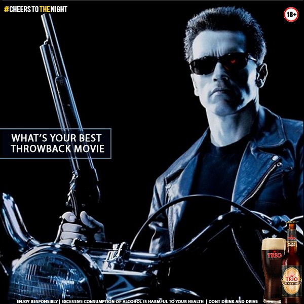 #TBT Terminator is one of the best action movies. One you can still watch with your squad and enjoy it greatly.
Comment with your favorite throwback movie. #CheersToTheNight