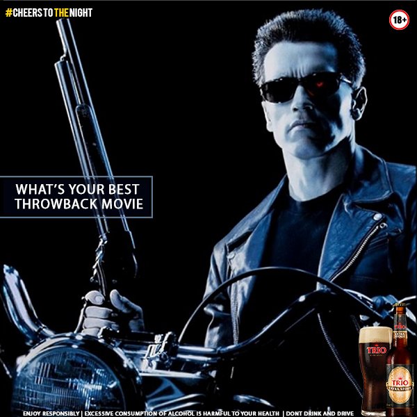 TrioStoutUG's tweet photo. #TBT Terminator is one of the best action movies. One you can still watch with your squad and enjoy it greatly.
Comment with your favorite throwback movie. #CheersToTheNight https://t.co/YMkPbCfsZT