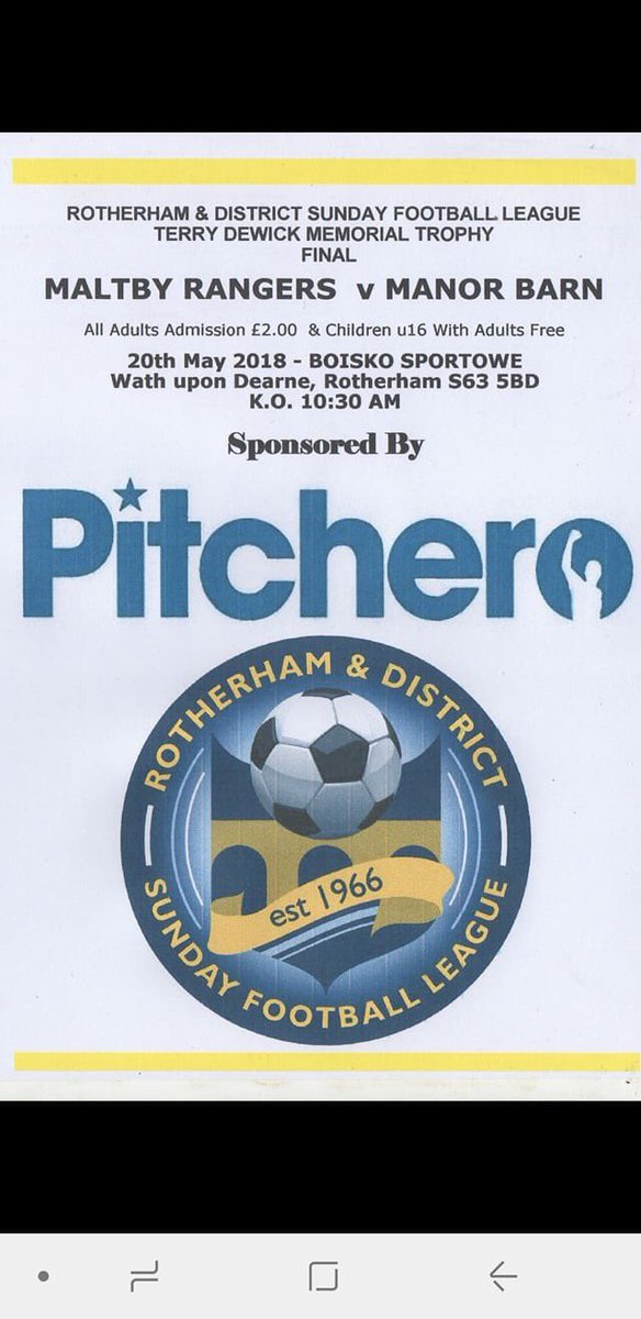 Pewter Pot Fc On Twitter Cup Final Maltby Rangers Vs Manor Barn