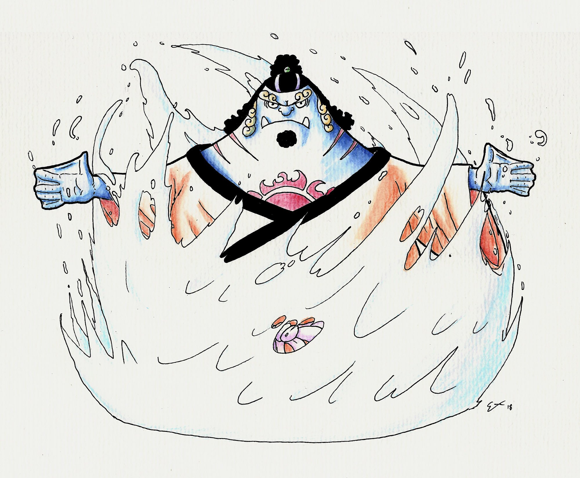 Harry Saxon Jinbe Fanart Art Jinbe Jinbei Jimbei Onepiece Wanpisu Traditional Ink Watercolourpencils Fanart Manga Fishmen Mermen ジンベエ T Co Fomylvypgl