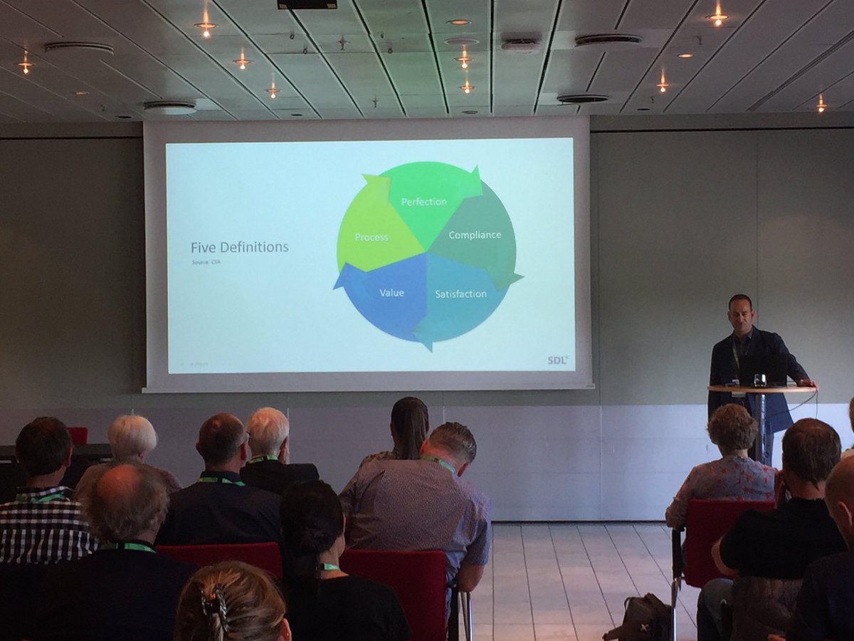 Neil_SDL's tweet photo. Aaron talking about Quality, 5 core areas #SDLTrados https://t.co/bYCaZrZvUV