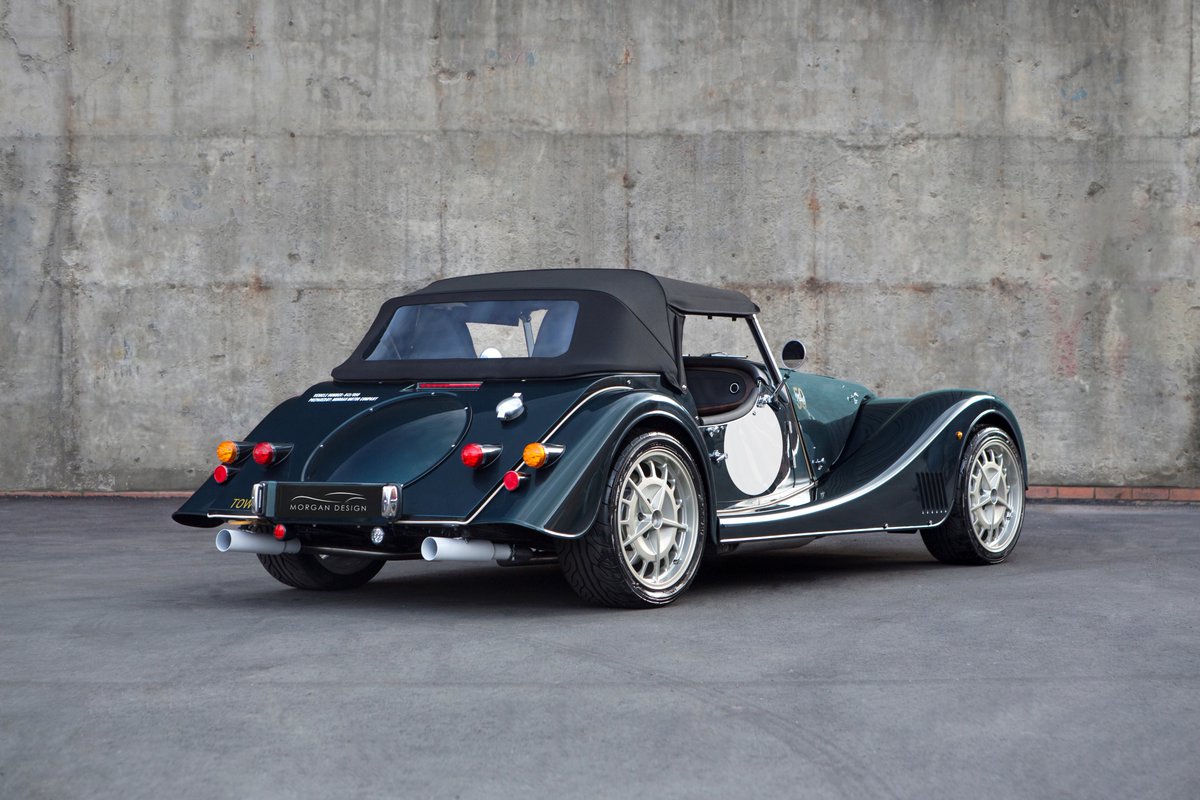 morganmotor's tweet photo. Celebrating 50 years of the thundering Morgan Plus 8, the 50th Anniversary Edition is also available in green with a traditional soft top roof. Discover more at https://t.co/xHNLq9WsnS #Plus850th https://t.co/btYYwCAc9D