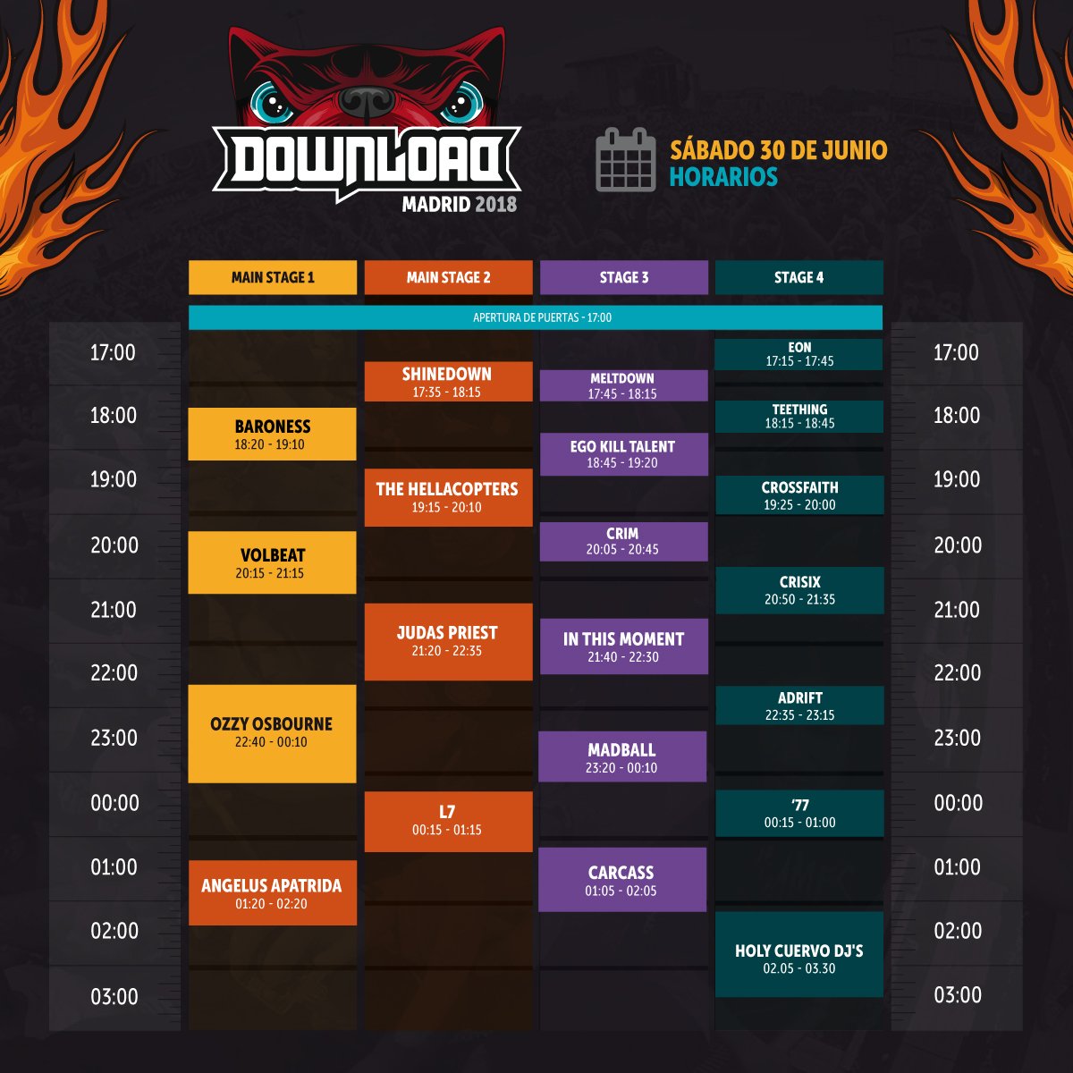 ¡Prepara la agenda para cuadrar tus horarios del festival! 🖊 Quedan sólo 41 días para disfrutar de nuevo de Download Festival Madrid… 🤘