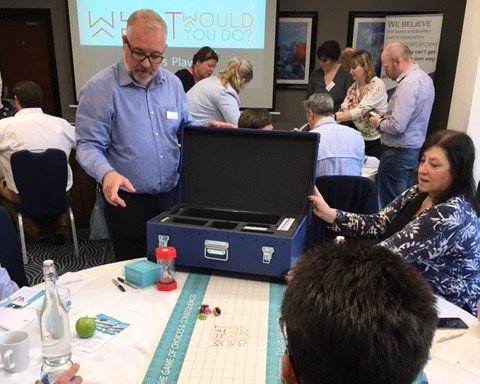 ThinkingFocus's tweet photo. Let's play! The room is buzzing with discussion and fun as guests get the opportunity to try out the game. #leadership #management #HumanResources ##LearningAndDevelopment #ManagementTraining #gamification #LeadershipDevelopment #PeopleManagement #HRsolutions #training https://t.co/puKkqwX41x