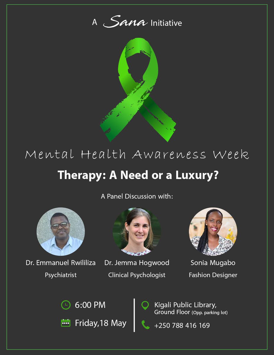 LaureIyaga's tweet photo. There is no health without #mentalhealth .
Let's break the stigma and raise awareness around Mental health in our rwandan context.

It's OK not to be ok. Seeking help is NOT being weak.

#MentalHealthAwarenessWeek  #mentalhealth  #RwOT #Sana  #Twagiye https://t.co/mf9HlIvgmV