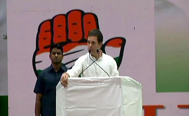 ndtv's tweet photo. BJP is creating an atmosphere of fear. They don't want Dalits, backward classes and women to fulfill their dreams: Congress president @RahulGandhi in Raipur, Chhattisgarh https://t.co/4XI3dxyMo9