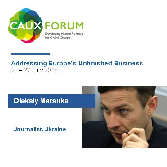 T4C_IofC's tweet photo. Oleksiy Matsuka, journalist/founder of the #Donetsk Institute of Information, working for #peace &amp; democratic values through news &amp; analysis of conflict in East Ukraine, will speak at Addressing #Europe's Unfinished Business. Register https://t.co/iQV5INvRNY #AEUB #CauxForum https://t.co/b5LGCL2OzH