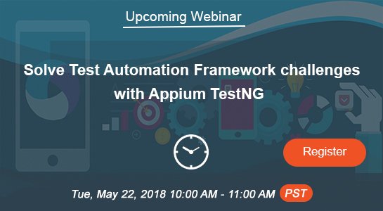 pcloudy_ssts's tweet image. Solve 90% of #testautomationframework challenges with our upcoming #Appium TestNG #webinar. Register now! goo.gl/PDPjJ4