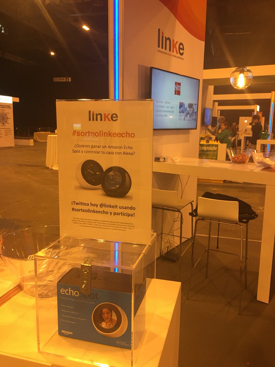 SyntaxSystemsES's tweet photo. Todo listo para el #AWSSummit de Madrid! Pásate por nuestro stand P2 y gana un #AmazonEcho Spot! Solo tienes que twittear con el hashtag #sorteolinkeecho! @awscloud_es #CloudComputing https://t.co/d8mkH2FlMb