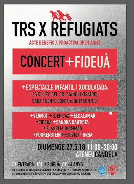 RefugiatsSx's tweet photo. El dia 27 de maig, Terrassa es mobilitza pels refugiats. Tots els beneficis per @openarms_fund. Tota la veu per explicar qui són i què fan @drapenihavet . Amb @LesBianchis  @Sbautista95 i @KSovietBand entre molts altres. T'ho perdràs? https://t.co/n5iEkhX6o7