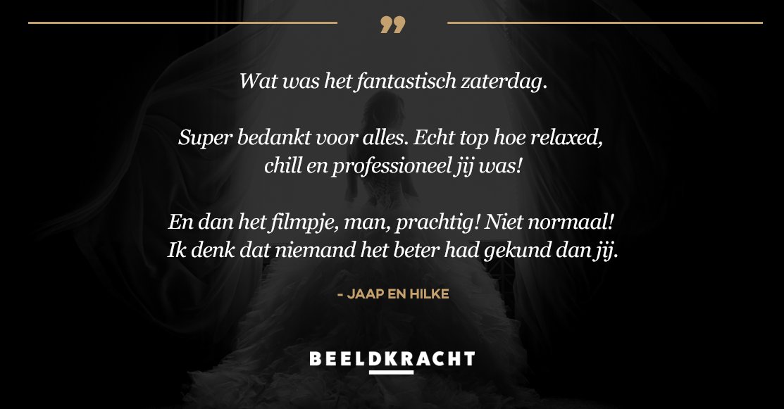 Hier krijgen wij nou kippenvel van! Afgelopen zaterdag mocht Jordi aanwezig zijn bij de #trouwdag van een prachtig #bruidspaar. De maandag daarop werden we verrast door deze enthousiaste mail: het grootste compliment dat je maar kunt krijgen! Bedankt daarvoor! #trouwfilm