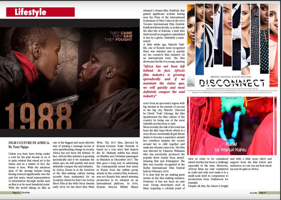 Be_Afrika's tweet photo. Let's talk #movies! How many African movies have you watched at the cinema? Does your count make it past one hand? Read on the Movie Culture in Africa in this month's issue https://t.co/BC8tCUL1mk
Name #AfricanMovies you've watched using a hashtag!
#Disconnectthemovie
#Atieno https://t.co/lFBADfeqYs