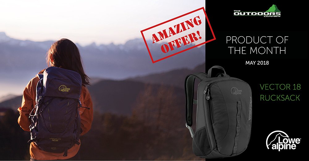 AMAZING OFFER on our Product of the Month!!! BUY 50 LOWE ALPINE VECTOR 18 RUCKSACKS GET 1 FREE!!! Offer ends Thursday, 31 May, subject to availability.  Call 01270 757890 or email: sales@theoutdoorscompany.co.uk for more details. #rucksack #walking #trekking #hiking <a href="/lowealpine/">Lowe Alpine</a>