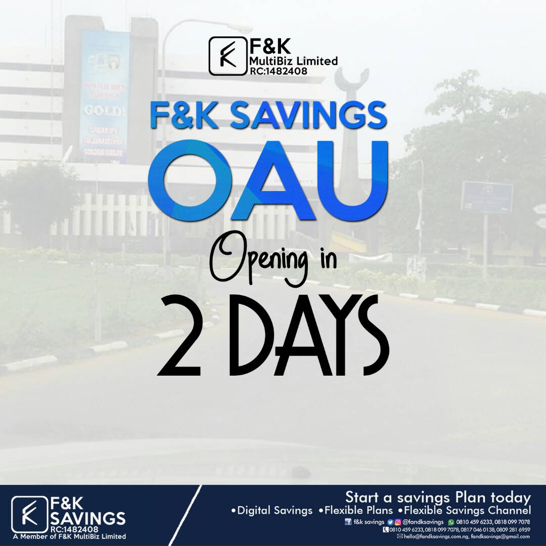 diasporahomes1's tweet image. We are Happy.
We are opening up our Savings Agency in the famous Obafemi Awolowo University, Ife, Nigeria.
#SaveWithASmile
#F&amp;amp;KSavings
#SaveToday
#DigitalSavings
#DigitalInvestment
fandksavings.com.ng