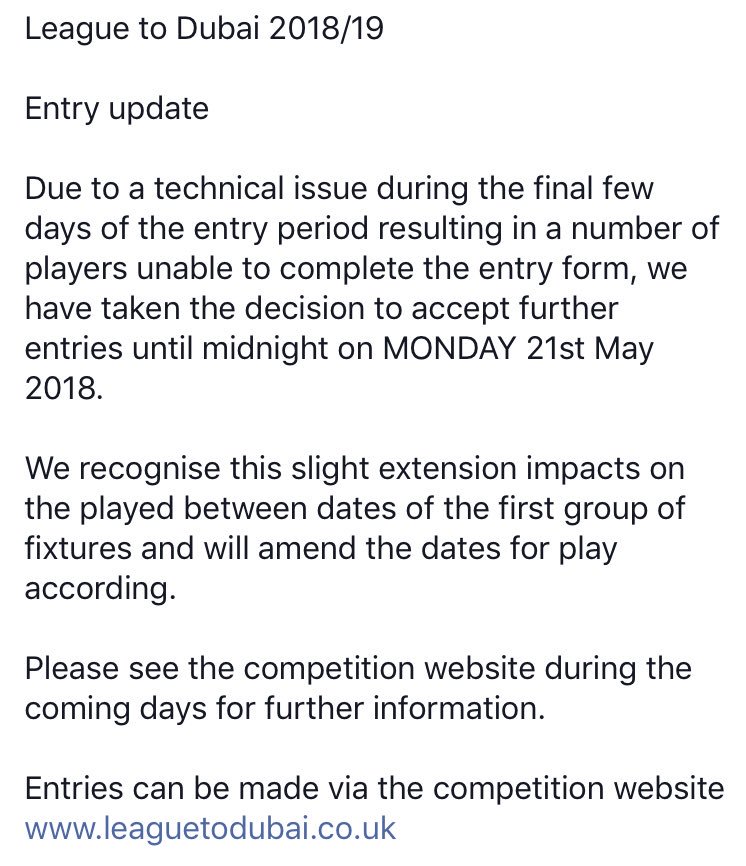 LeaguetoDubai's tweet photo. COMPETITION UPDATE https://t.co/mxyhrBYpCa